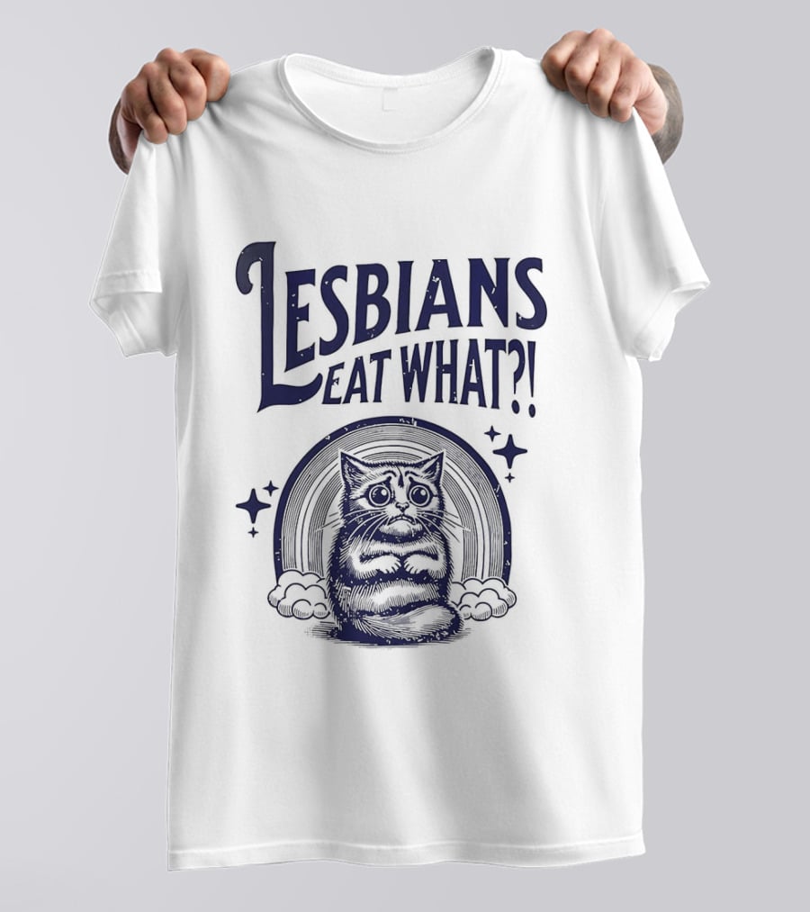 Lesbians Eat What Cat Rainbow Starburst T-Shirt