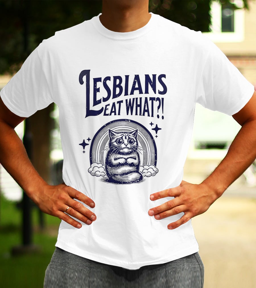 Lesbians Eat What Cat Rainbow Starburst T-Shirt