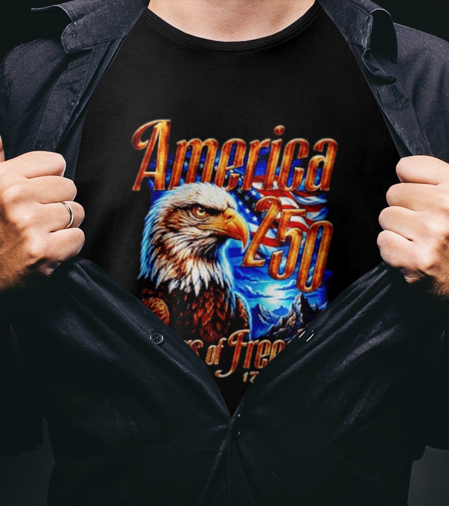 America 250 Years Of Freedom 1776 2026 Eagle Flag T-Shirt