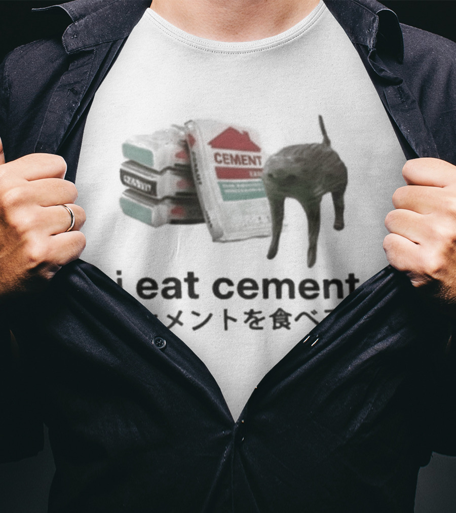 I Eat Cement Cat Meme T-Shirt