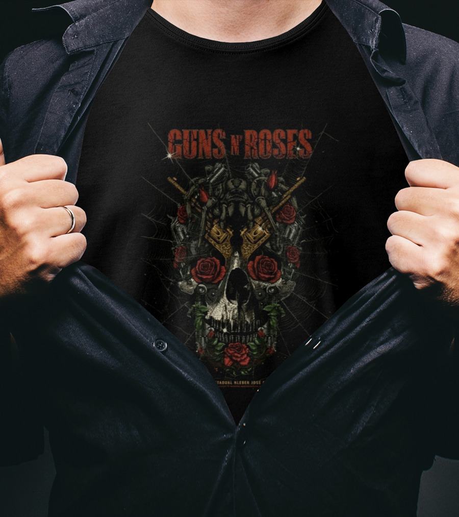 Guns N Roses Cariacica Brazil 2026 Estadio Estadual Kleber Jose De Andrade April 12 Spider Web Skull Roses Pistols T-Shirt