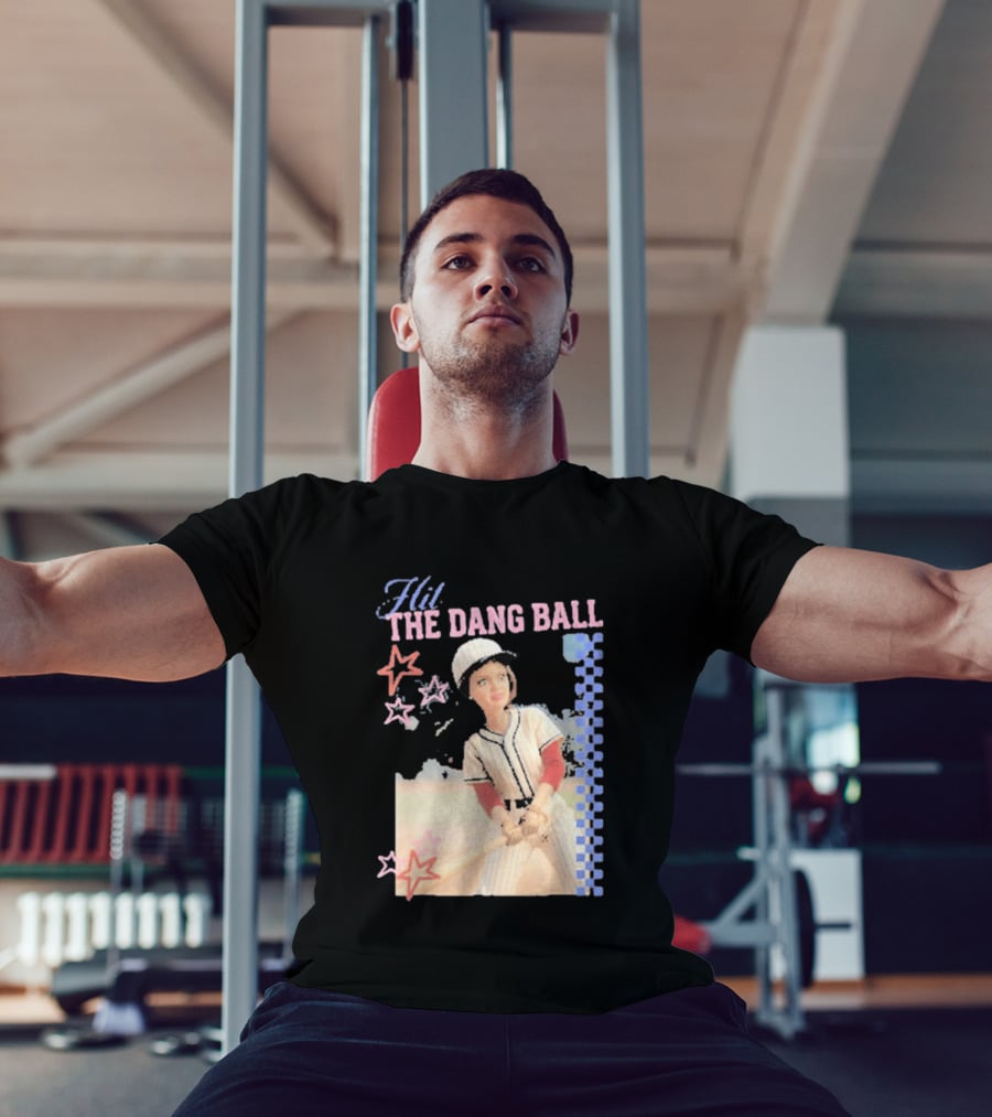 Hit The Dang Ball Vintage Baseball Player With Stars And Blue Checkerboard T-Shirt