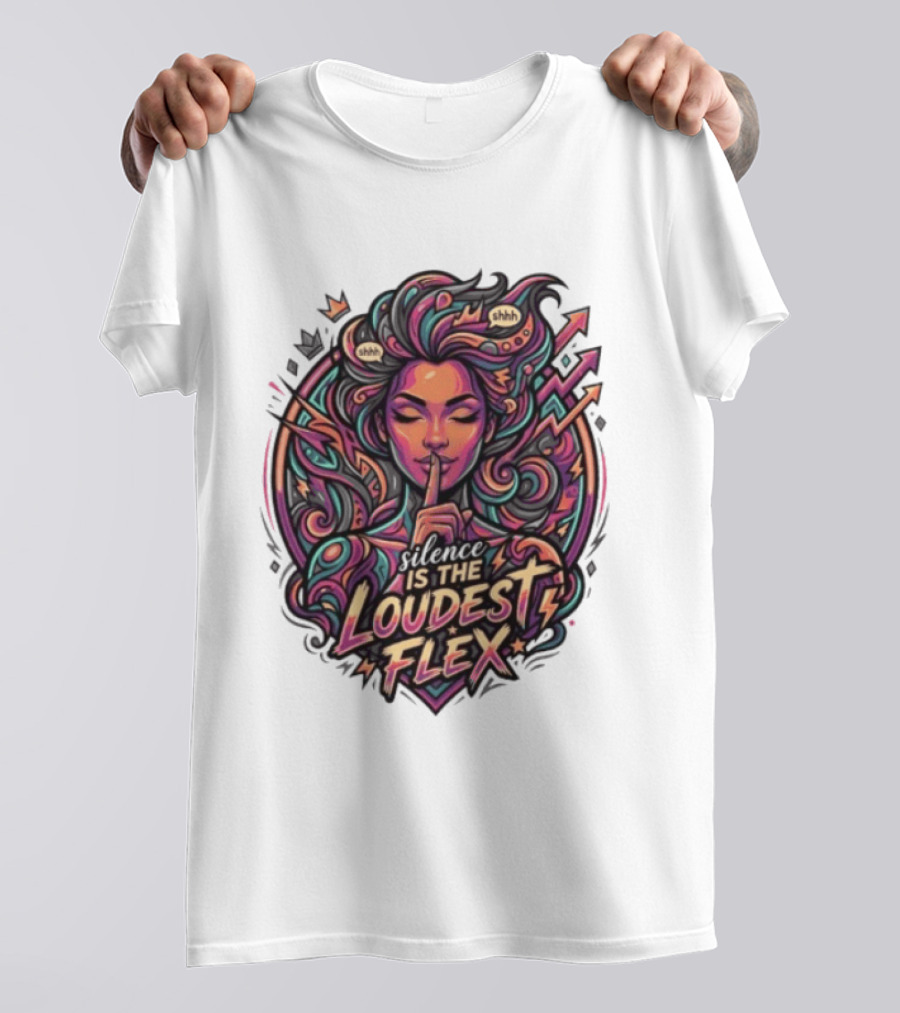 Shhh Silence Is The Loudest Flex Zen Art Nouveau Aesthetic T-Shirt