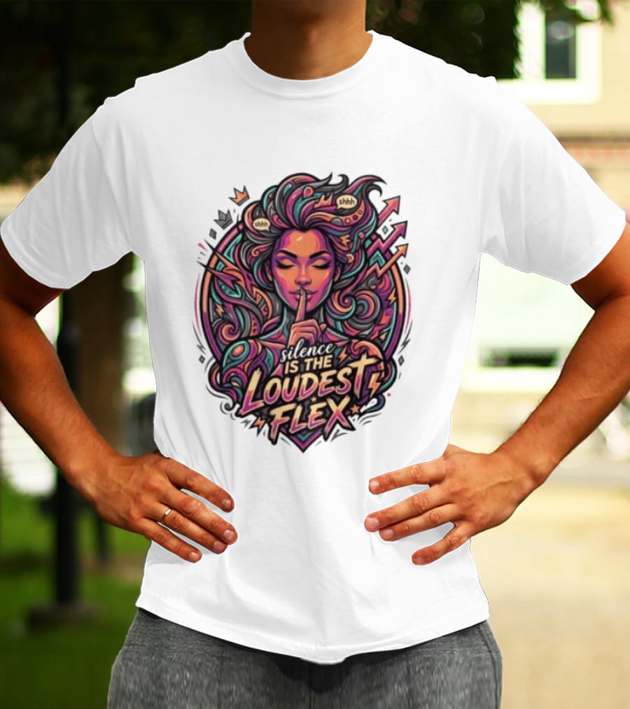 Shhh Silence Is The Loudest Flex Zen Art Nouveau Aesthetic T-Shirt