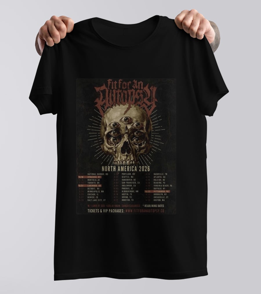 Fit For An Autopsy North America 2026 Tour Dates With Skull T-Shirt