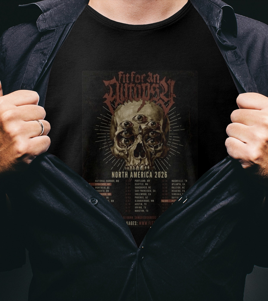 Fit For An Autopsy North America 2026 Tour Dates With Skull T-Shirt