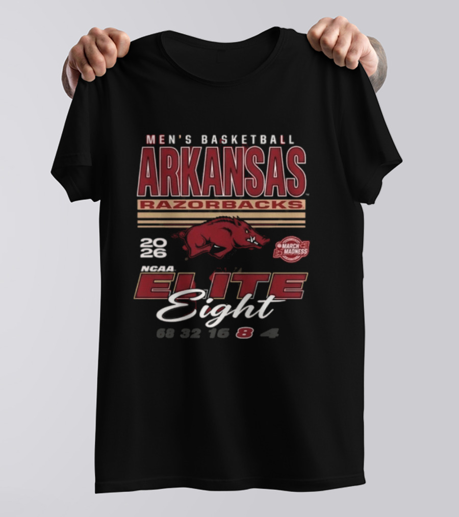 Arkansas Razorbacks Men's Basketball 2026 NCAA March Madness Elite Eight Bound T-Shirt