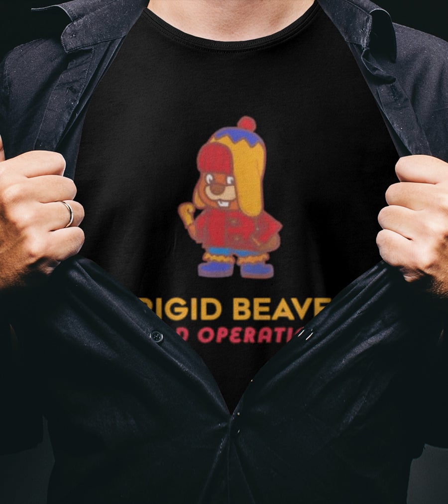 Frigid Beaver Field Operations Cold Weather Adventure Cartoon T-Shirt