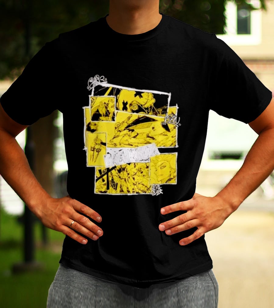 Gachiakuta Enjin Manga Panel Collage Yellow And Black Comic T-Shirt