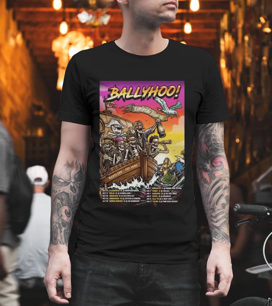 Ballyhoo European Tour 2026 Pirates Maryland Est 1995 T-Shirt