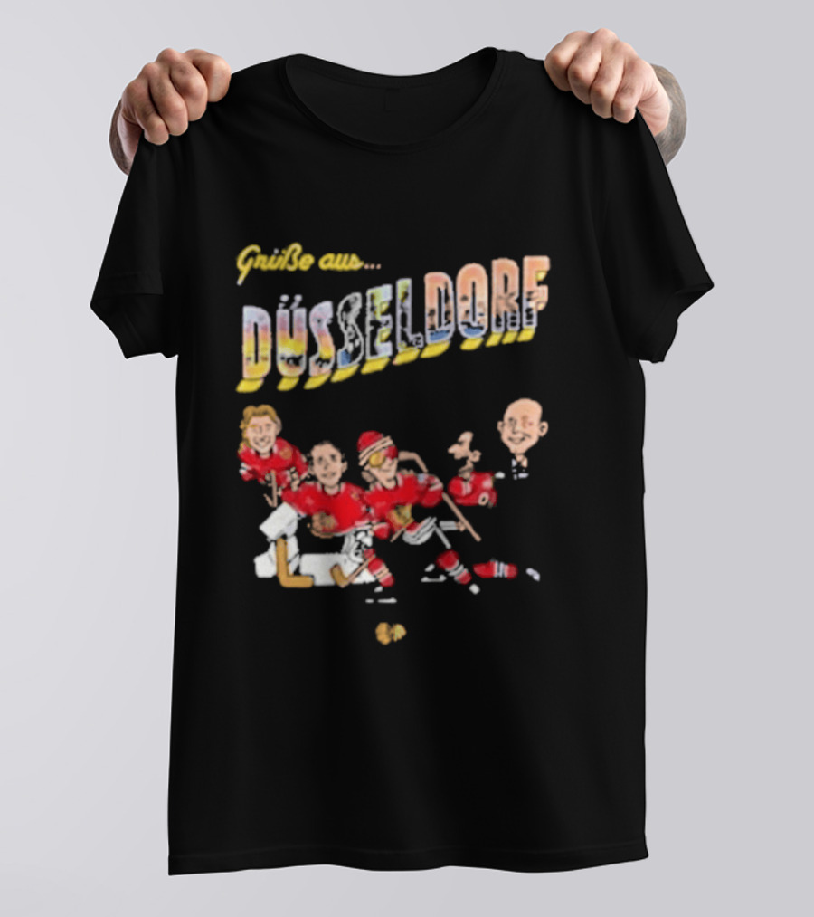 Grüße Aus Düsseldorf Chicago Blackhawks Classic Ice Hockey Scene T-Shirt
