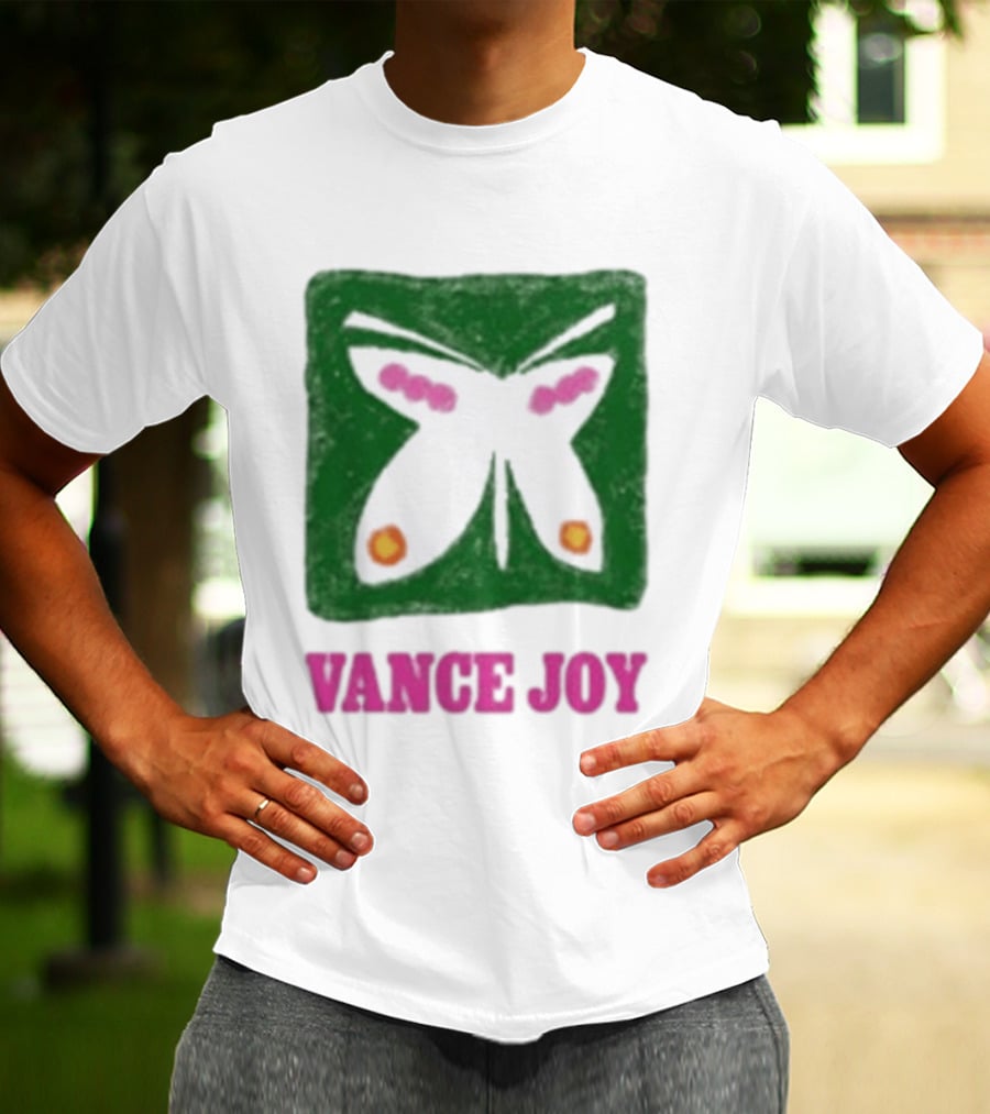 Vance Joy Butterfly Green Pink White T-Shirt