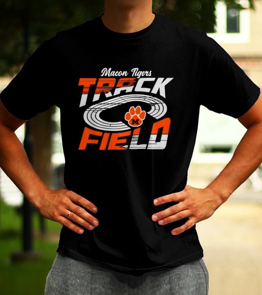 Macon Tigers Track And Field With Orange Paw Print T-Shirt