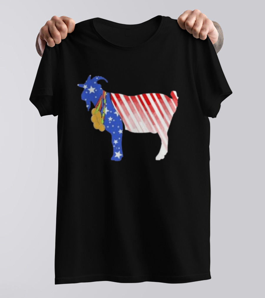 USA GOAT Stars Stripes Olympic Medals T-Shirt