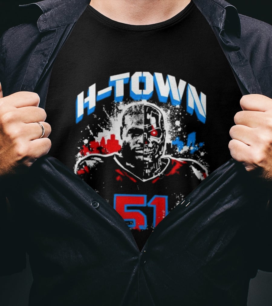 Will Anderson Jr. Number 51 Houston Texans H Town Skyline T-Shirt