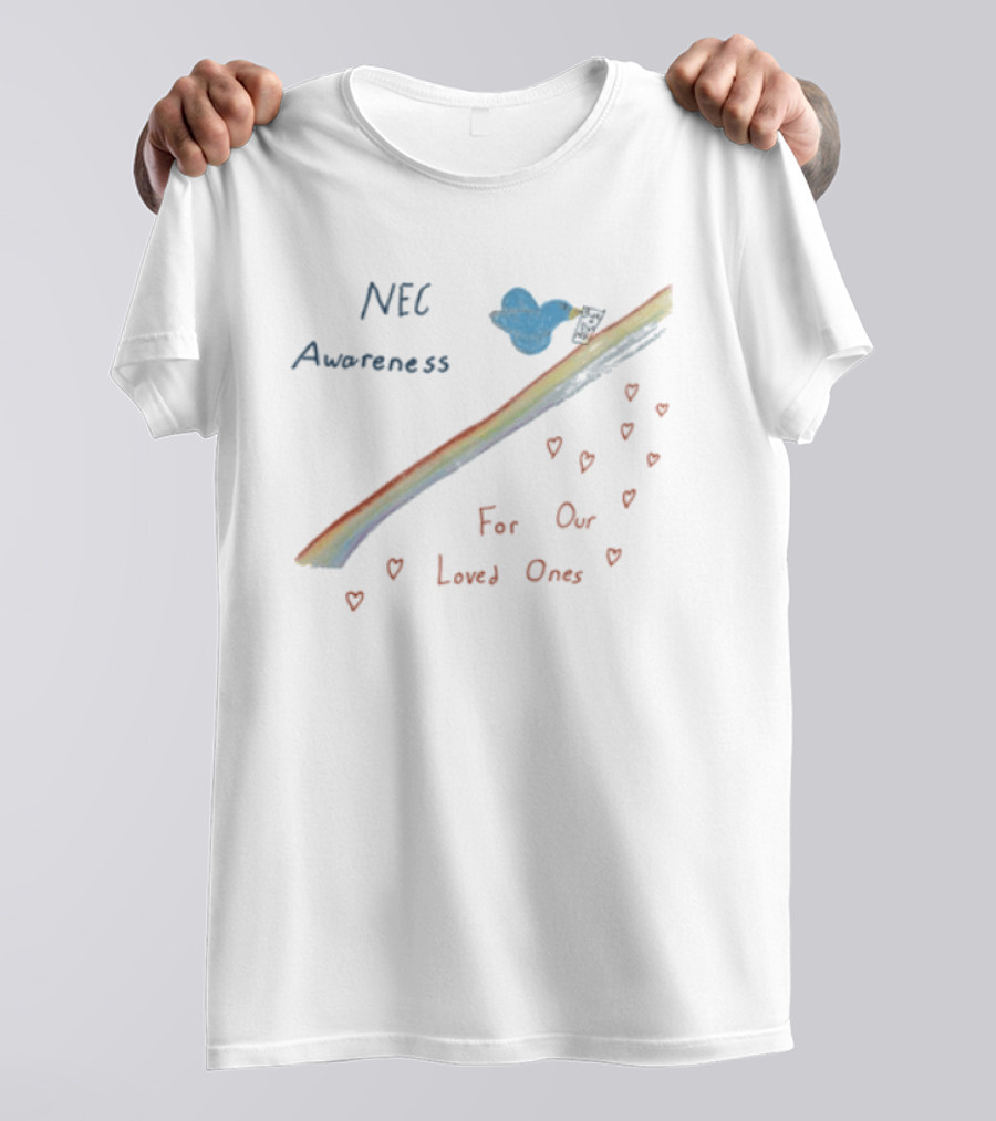 NEC Awareness Rainbow For Our Loved Ones With Clouds And Hearts T-Shirt
