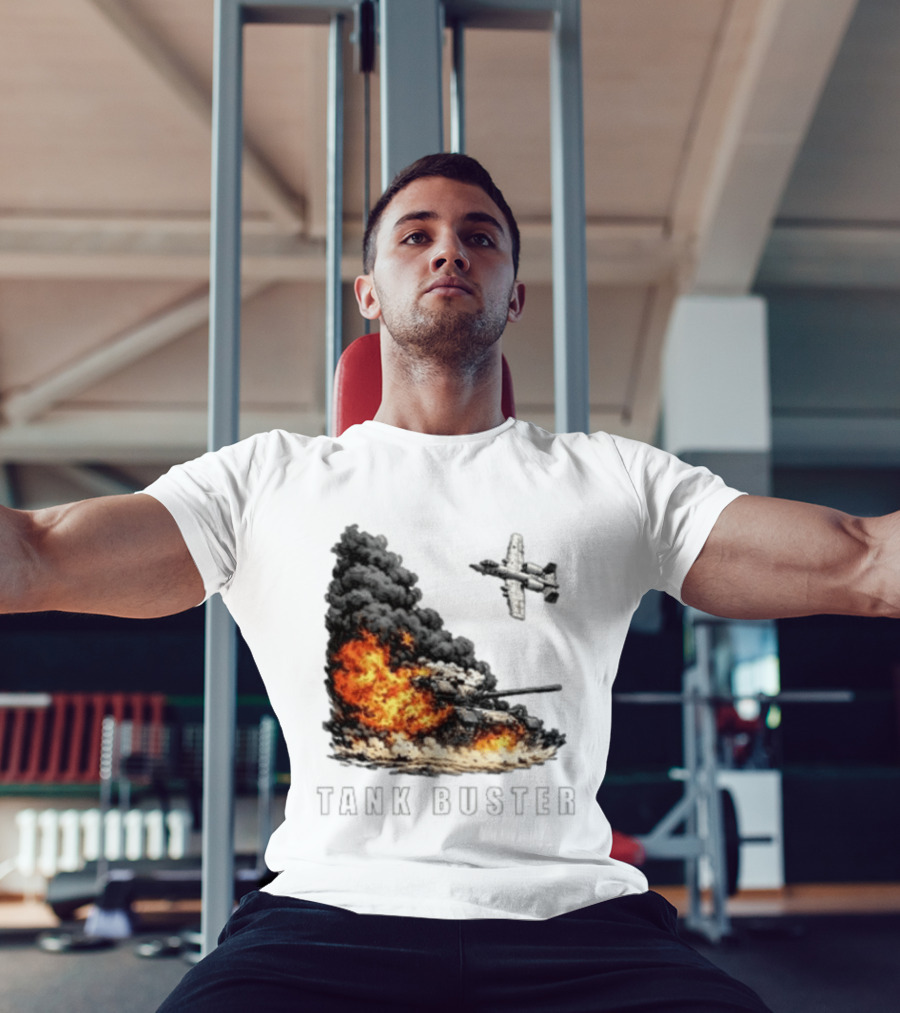 Tank Buster Explosion Fighter Plane Attack T-Shirt
