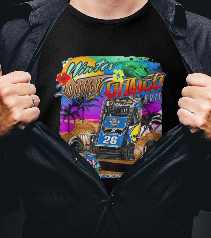 Winter Dirt Games XVII Sprint Car Yokohama Tires FloRacing 26 Tropical T-Shirt