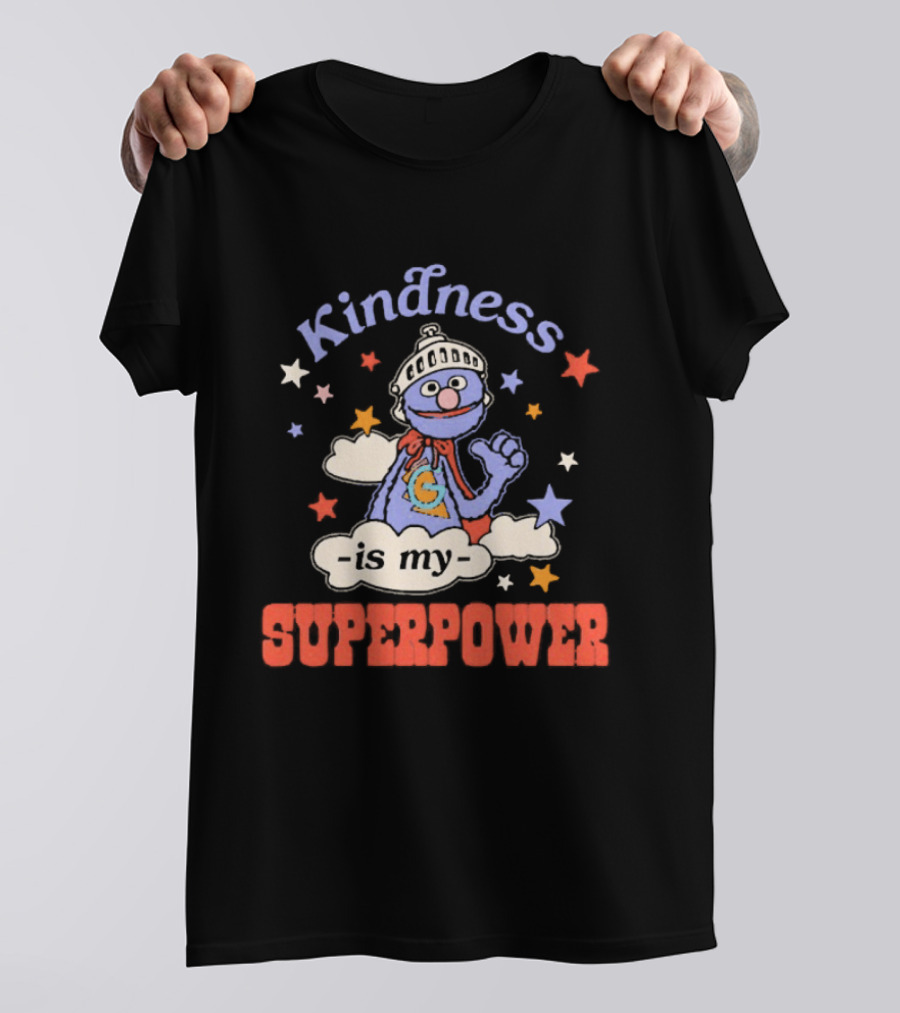 Kindness Is My Superpower Grover Colorful Stars And Clouds T-Shirt
