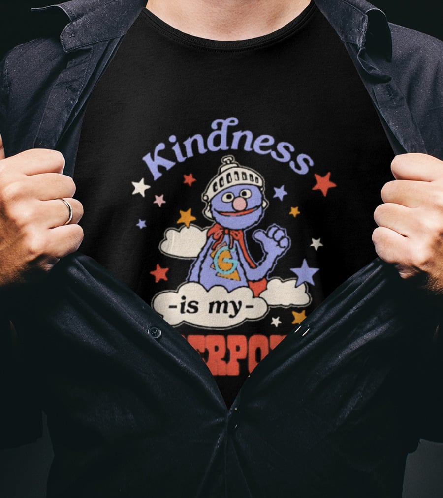 Kindness Is My Superpower Grover Colorful Stars And Clouds T-Shirt