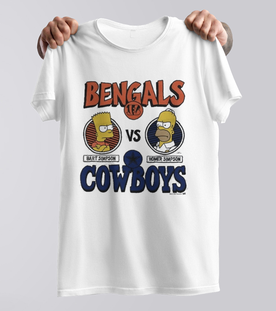 Bengals Vs Cowboys Bart Simpson Homer Simpson T-Shirt