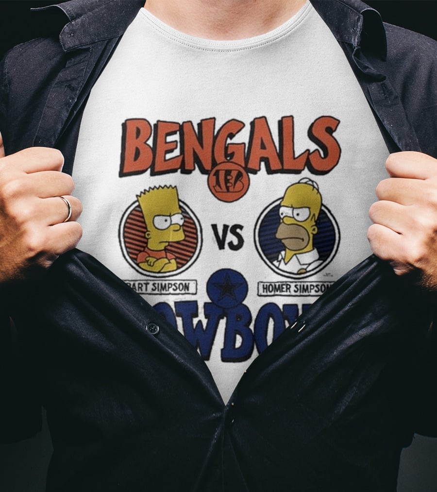Bengals Vs Cowboys Bart Simpson Homer Simpson T-Shirt