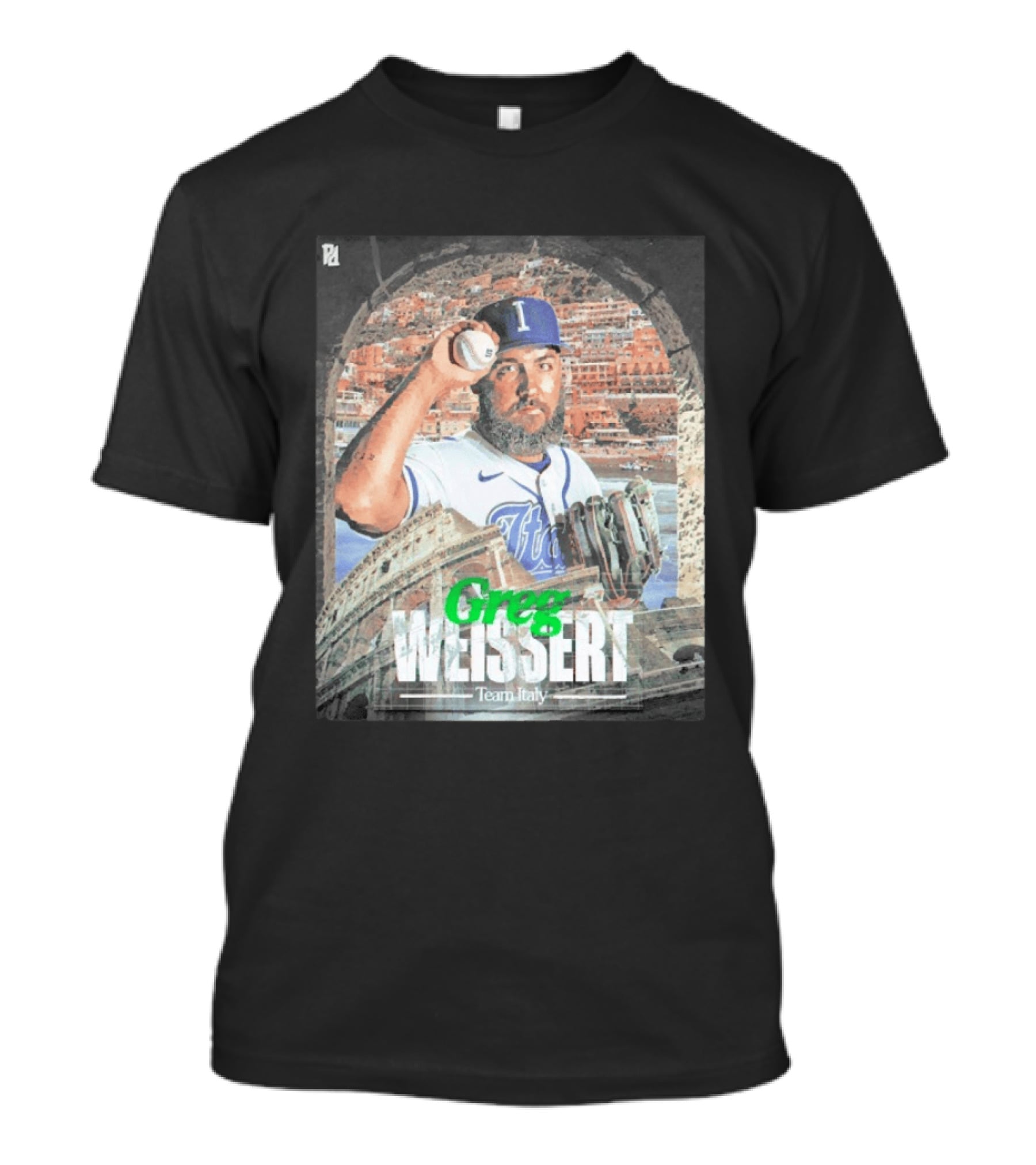 Greg Weissert Italy Pitcher Blue Colosseum Baseball Player T-Shirt