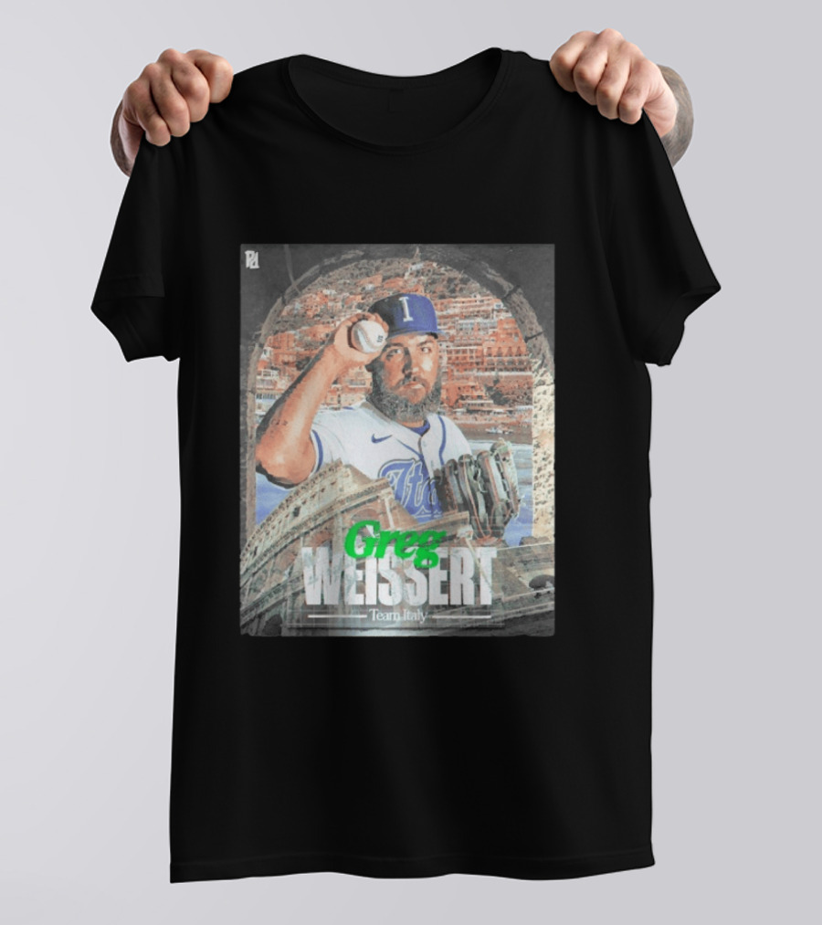 Greg Weissert Italy Pitcher Blue Colosseum Baseball Player T-Shirt