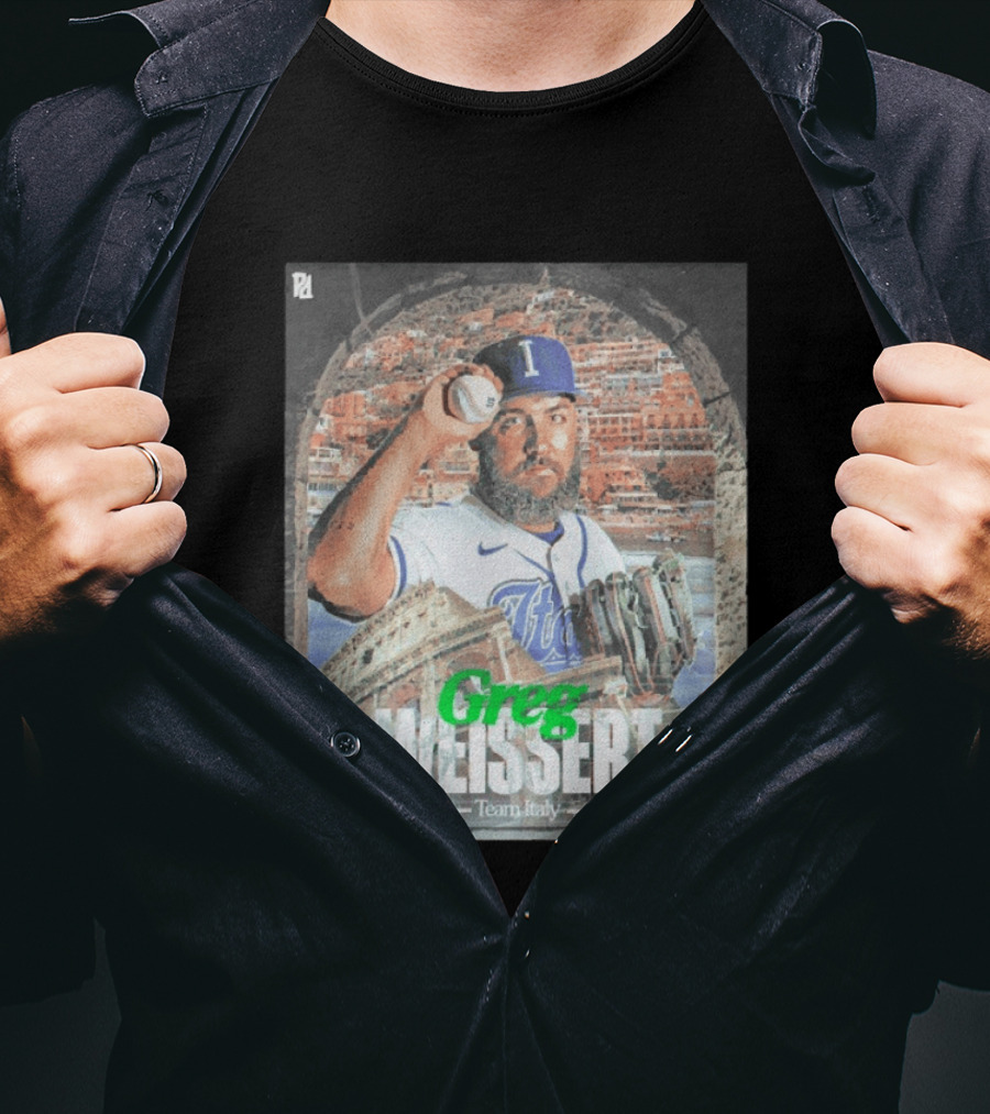 Greg Weissert Italy Pitcher Blue Colosseum Baseball Player T-Shirt