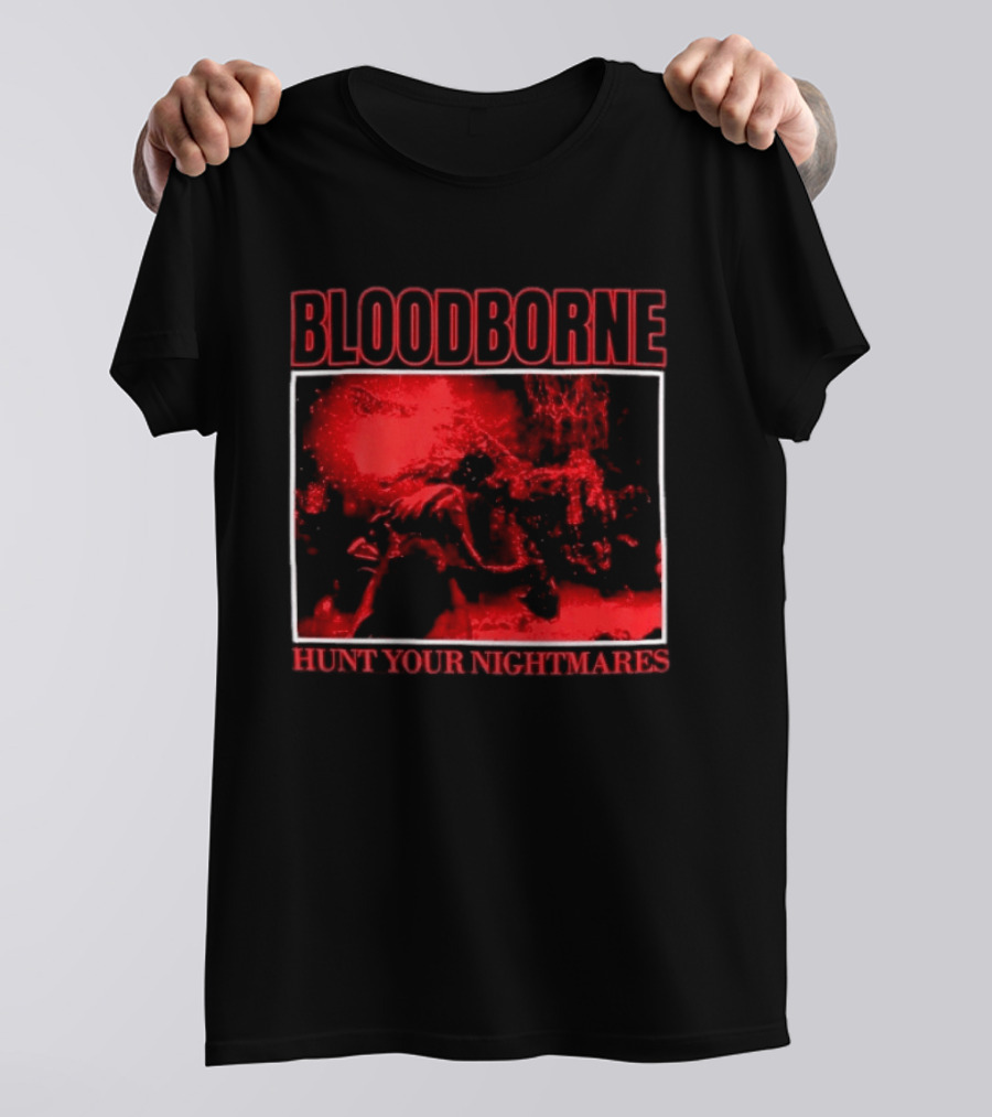 Bloodborne Hunt Your Nightmares Red Hunter Gamers Merch Fan T-Shirt