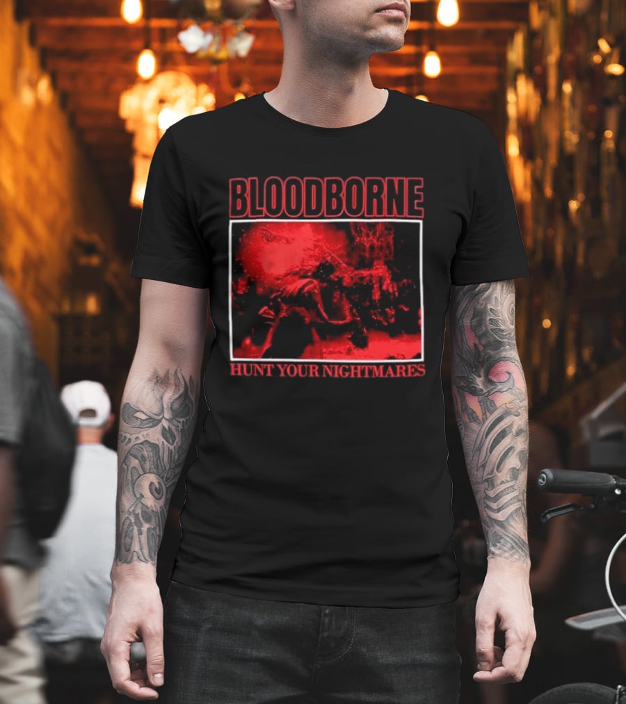 Bloodborne Hunt Your Nightmares Red Hunter Gamers Merch Fan T-Shirt