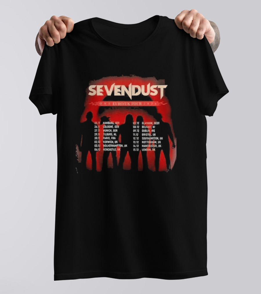 Sevendust One Euro UK Tour 2026 Dates Dripping Blood T-Shirt