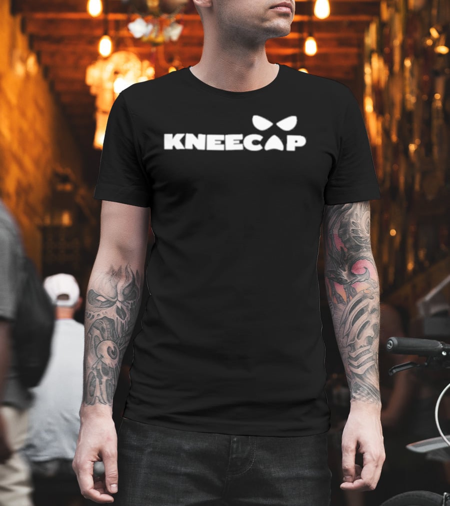 Kneecap Bold Text With Butterfly T-Shirt