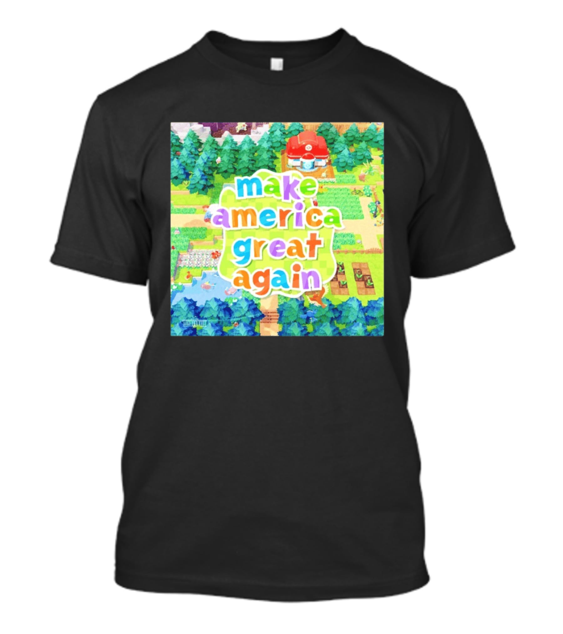 Make America Great Again Colorful Forest Game Inspired Scenery White House Pokopia Generator T-Shirt