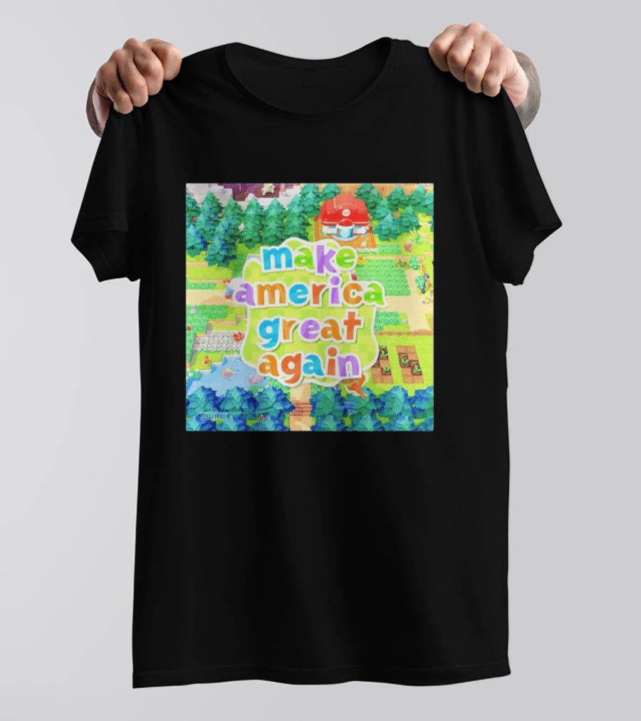 Make America Great Again Colorful Forest Game Inspired Scenery White House Pokopia Generator T-Shirt