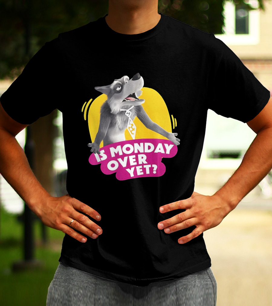 Masha And The Bear Wolf Character Asking Is Monday Over Yet T-Shirt