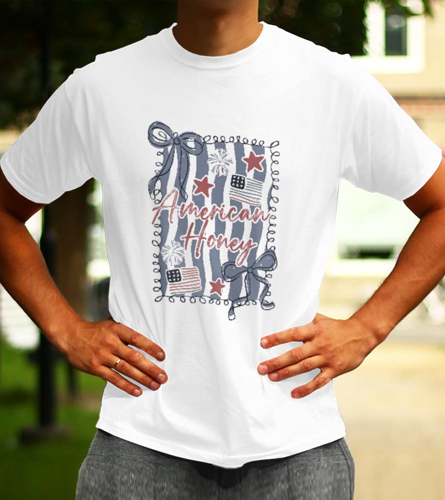 American Honey 4th Of July Patriotic Ribbons Fireworks Stars And Stripes T-Shirt
