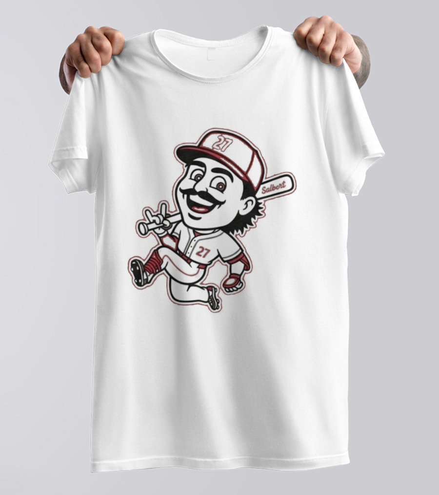 Sal Stewart Baseball Mascot Character With Bat And Mustache T-Shirt