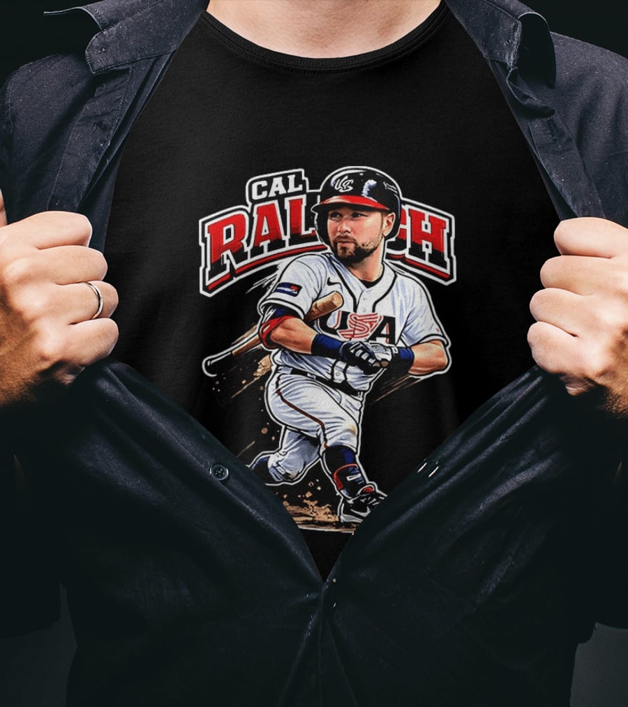 Cal Raleigh USA Baseball Classic Team Player Caricature T-Shirt