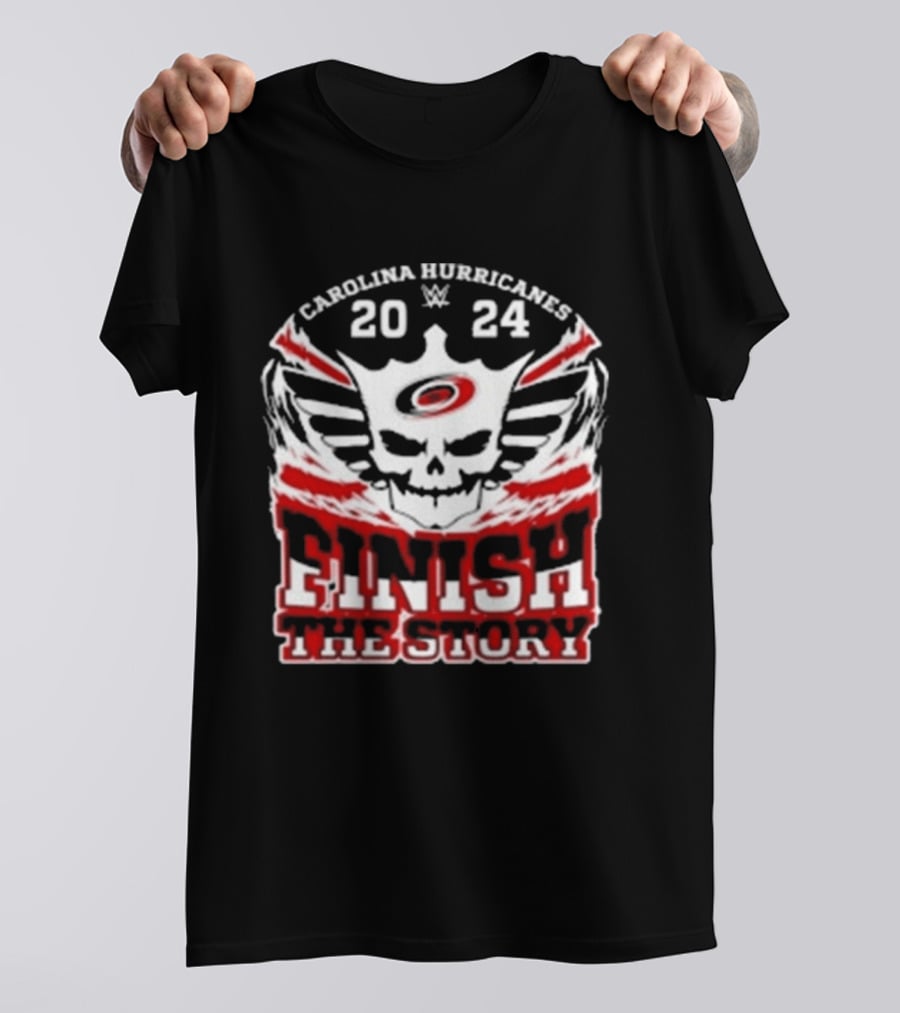 Cody Rhodes Carolina Hurricanes 2024 Finish The Story Skull Wings T-Shirt