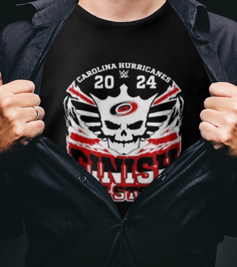 Cody Rhodes Carolina Hurricanes 2024 Finish The Story Skull Wings T-Shirt