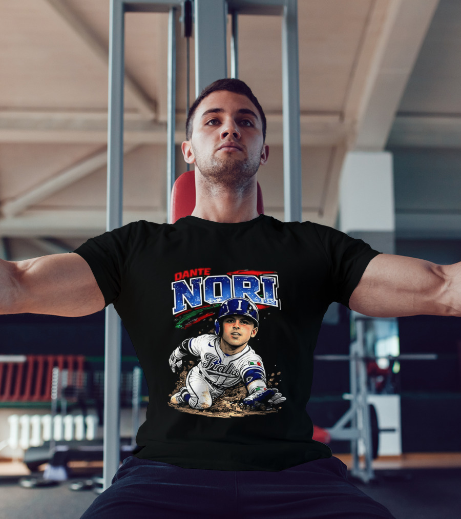 Dante Nori Italy Baseball Classic Caricature Sliding Player T-Shirt