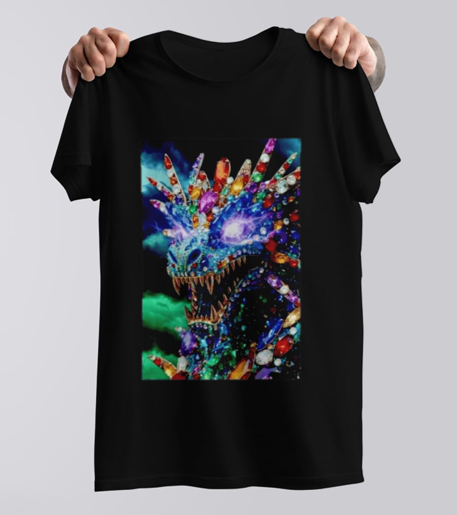 Dragon Crystal Psychedelic Gem Monster Multicolor Jewel Encrusted Creature T-Shirt