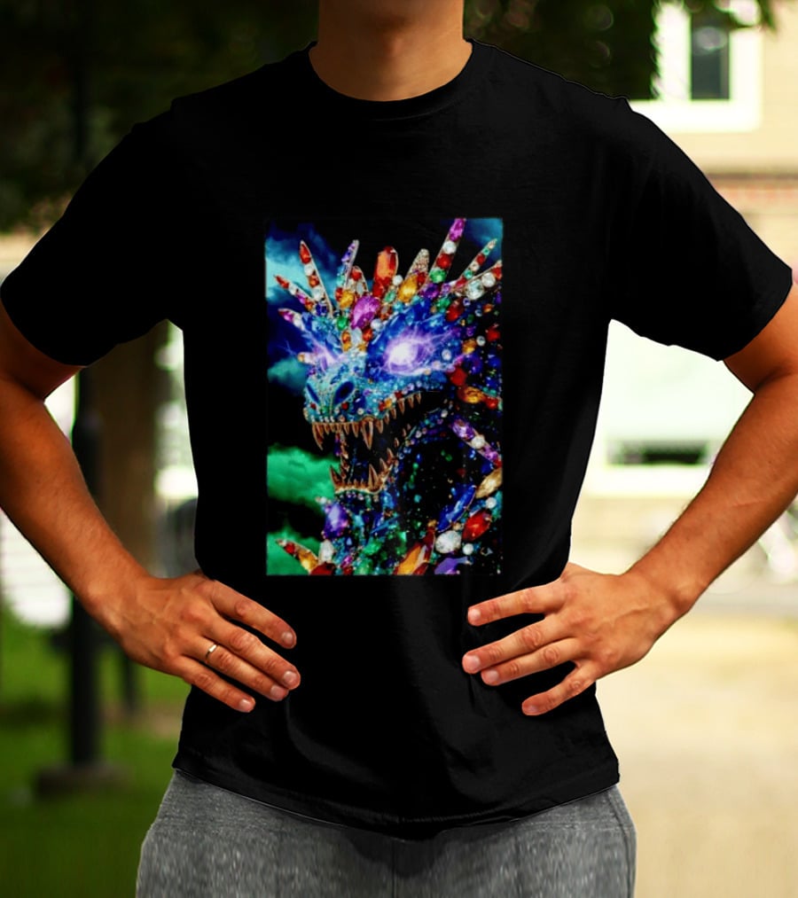 Dragon Crystal Psychedelic Gem Monster Multicolor Jewel Encrusted Creature T-Shirt