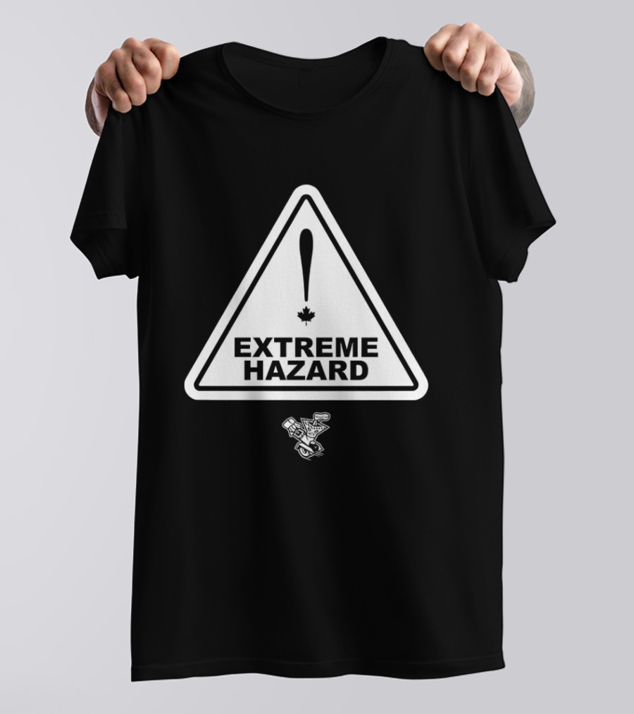 Extreme Hazard Attention Canadians Warning Sign Icon Canada Maple Leaf Moto T-Shirt