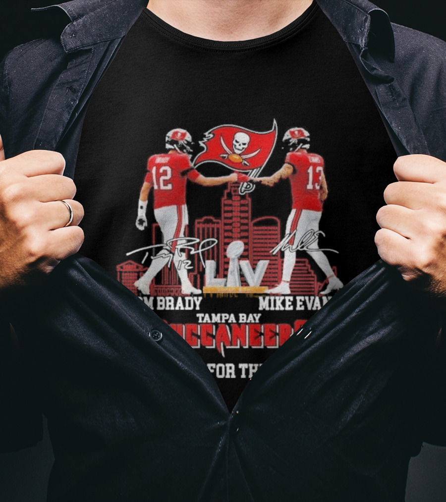 Tom Brady Mike Evans Tampa Bay Buccaneers LIV Thank You For The Memories T-Shirt