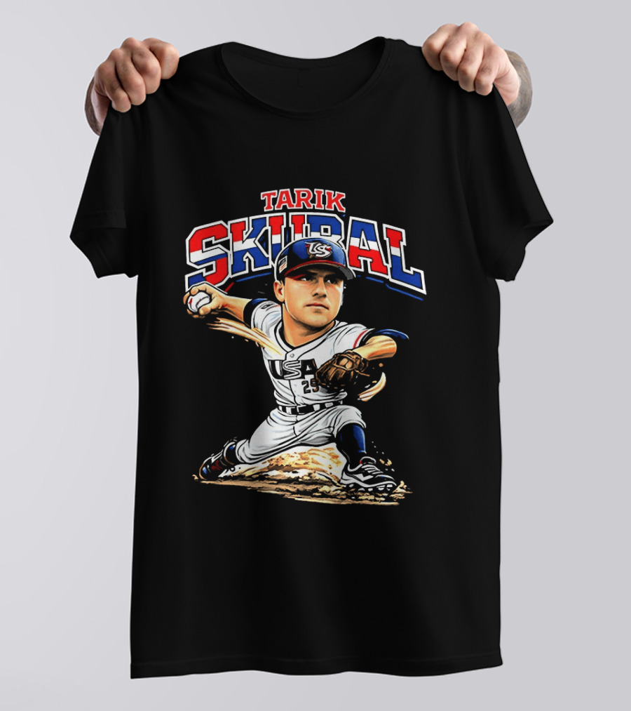 Tarik Skubal USA Baseball Classic Pitcher Caricature T-Shirt