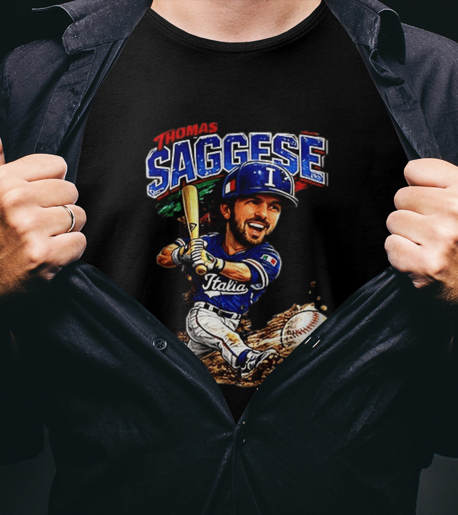Thomas Saggese Italy Italia Baseball Classic Caricature T-Shirt