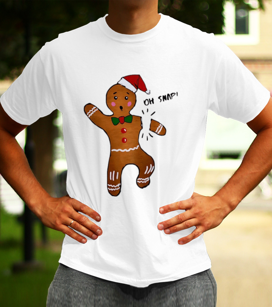 Gingerbread Man Oh Snap Broken Arm Christmas Humor T-Shirt