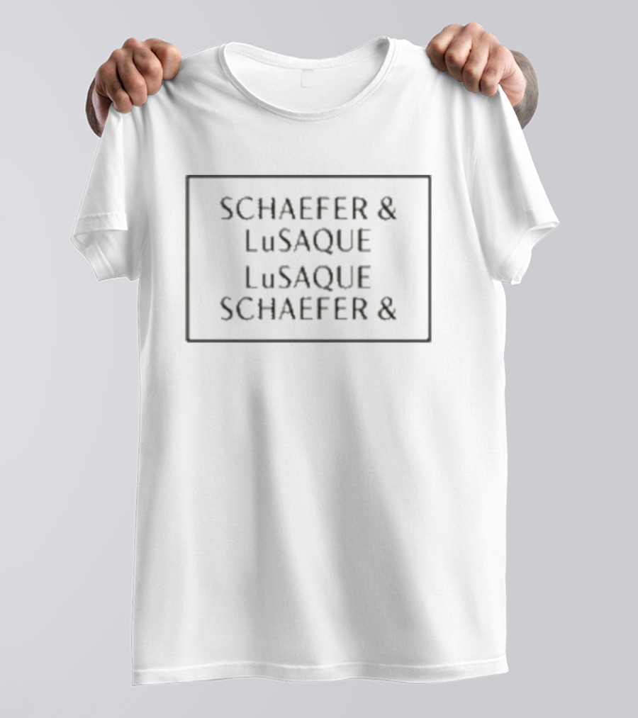 Schaefer & Lusaque Repeated Text Pattern HBO Hacks T-Shirt